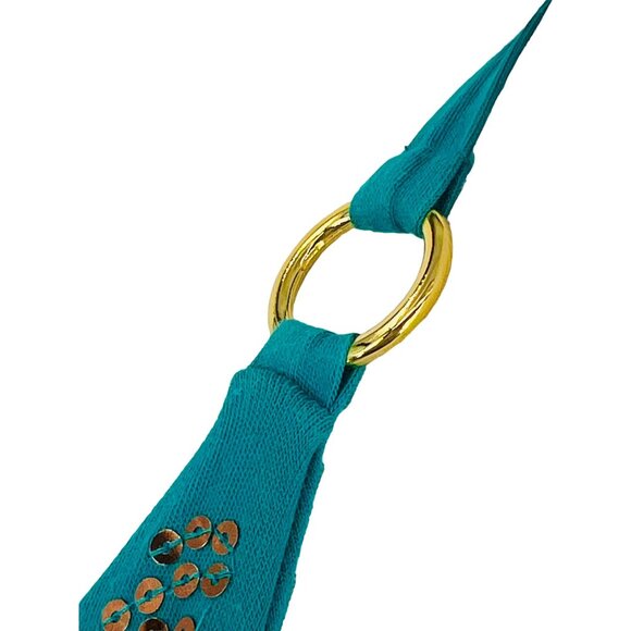 Vtg Victoria's Secret Y2K Halter Sequin Mini Dress • Coquette Club McBling Teal - Picture 9 of 16